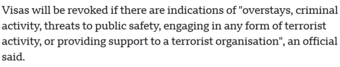 美签持有者面临“持续审查” 美签持有者面临“持续审查”