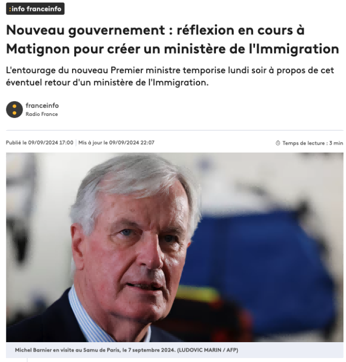 法国新任总理米歇尔·巴尼耶