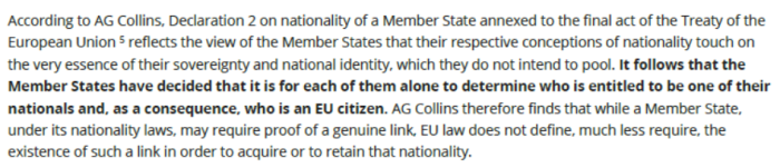 成员国授予的国籍的义务