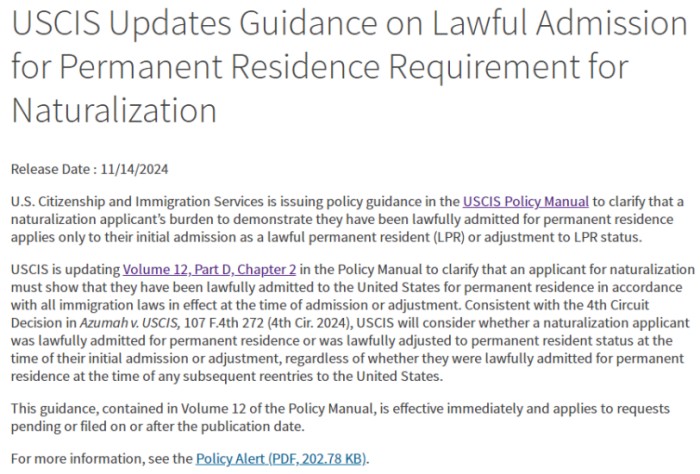 美国绿卡入籍标准放宽