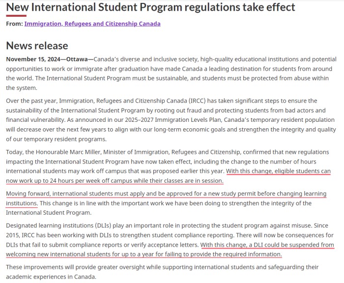 IRCC国际学生计划规定