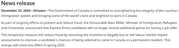 LMIA明年春季取消加分