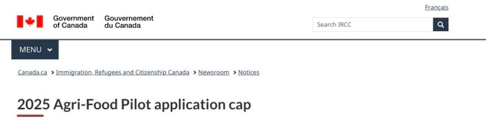 加拿大农业食品试点项目关停