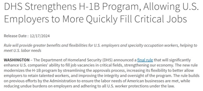 美国H-1B迎来最大规模改革