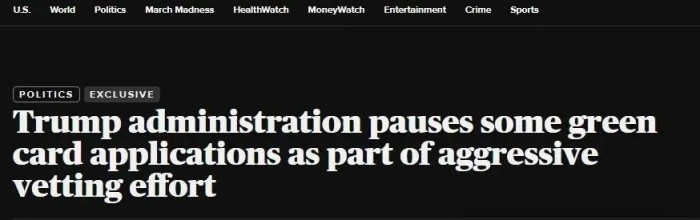 美国暂停绿卡申请