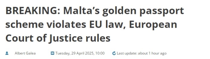 马耳他关停投资入籍计划