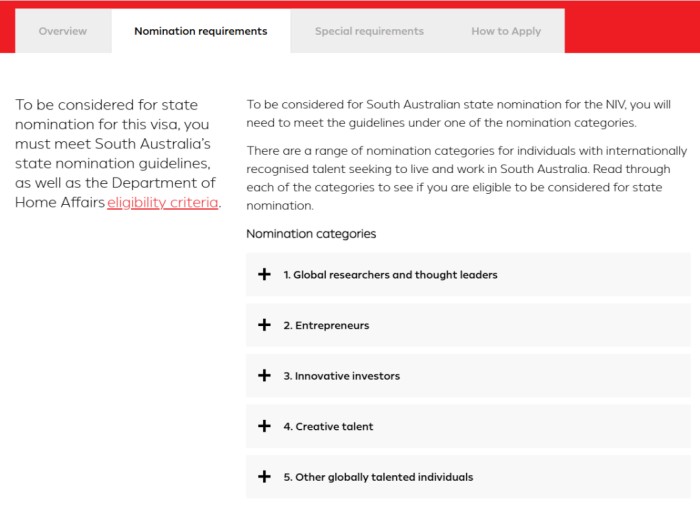 南澳州NIV申请条件