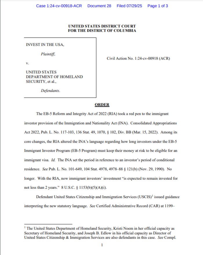 USCIS承诺合规制定法规