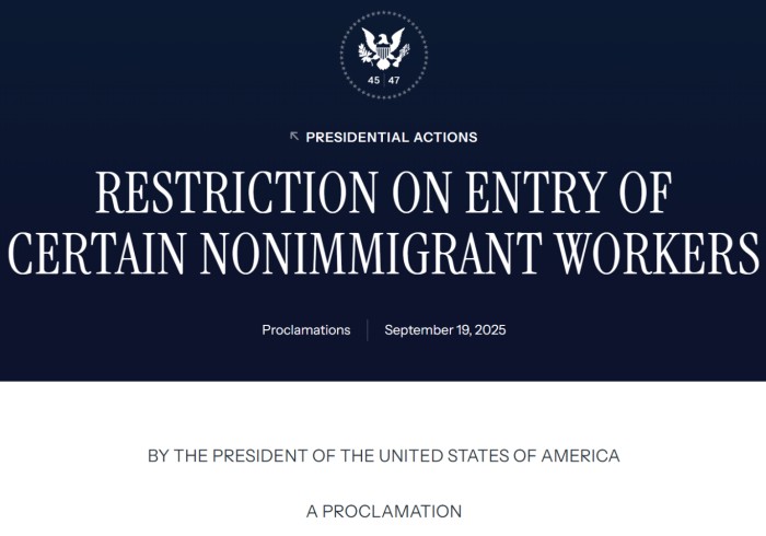 H-1B入境需缴纳10万美元