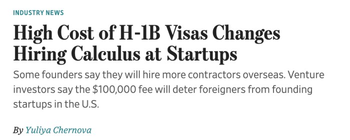 不再为员工提供H-1B签证担保