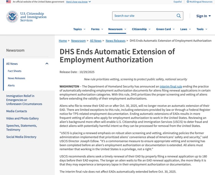 EAD工卡不再自动续期 EAD工卡不再自动续期