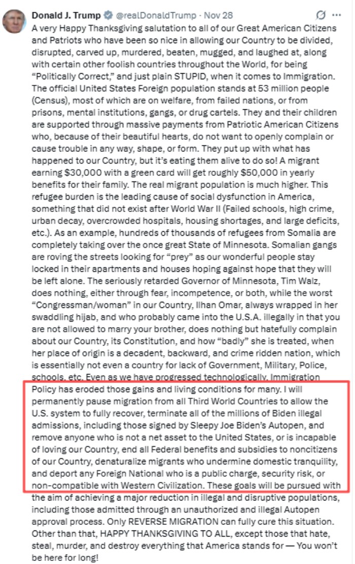 暂停第三世界国家的移民 暂停第三世界国家的移民