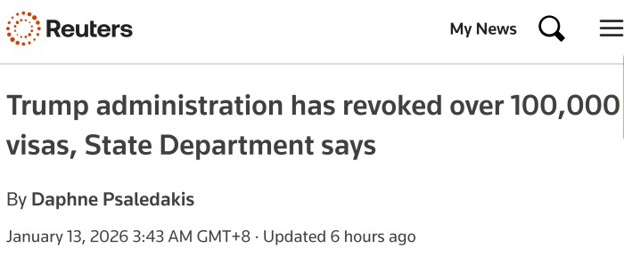 超10万份美国签证被撤 超10万份美国签证被撤