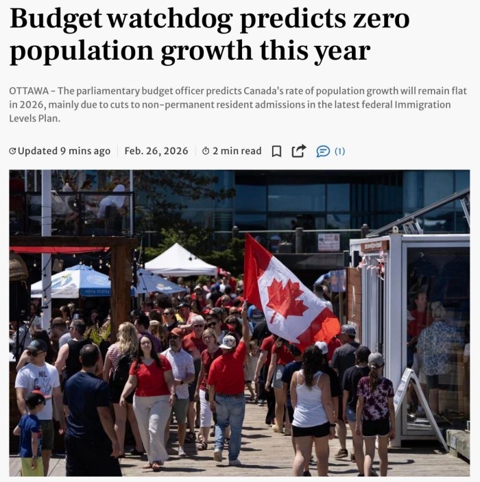 加拿大人口“零增长”