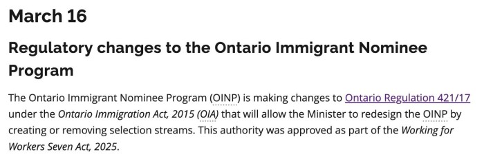 安省OINP重构启动