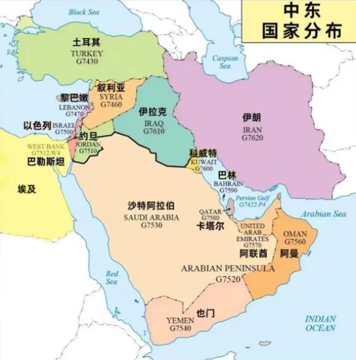 中东国家分布 中东国家分布